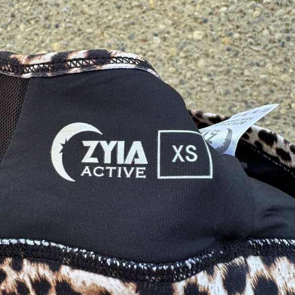 ZYIA Active Sports Bra Womens XS Tan Brown Brilliant Mesh Leopard Cheetah Print - Picture 10 of 12